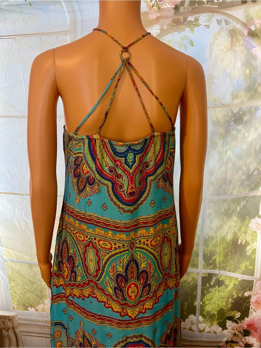 Hale Bob Turquoise Paisley-Print Spaghetti-Strap Maxi Dress - Picture 3 of 8